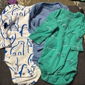 Blue and Green Print Baby One Piece